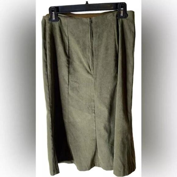 Metro Girl Midi Skirt Women's Size Medium Stretch A Line Back Zip Green - Picture 2 of 5
